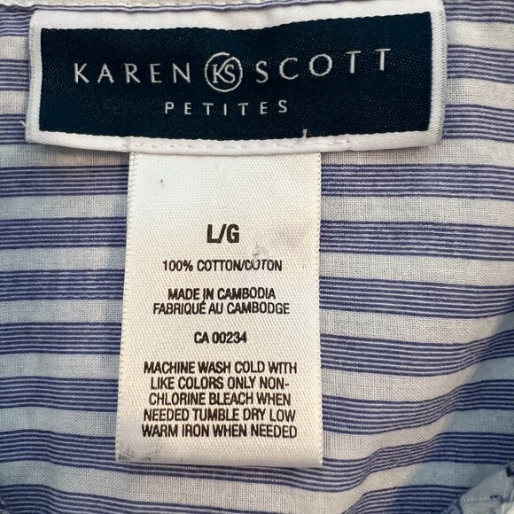 Karen Scott Blue Floral Button Down Shirt - Picture 6 of 9